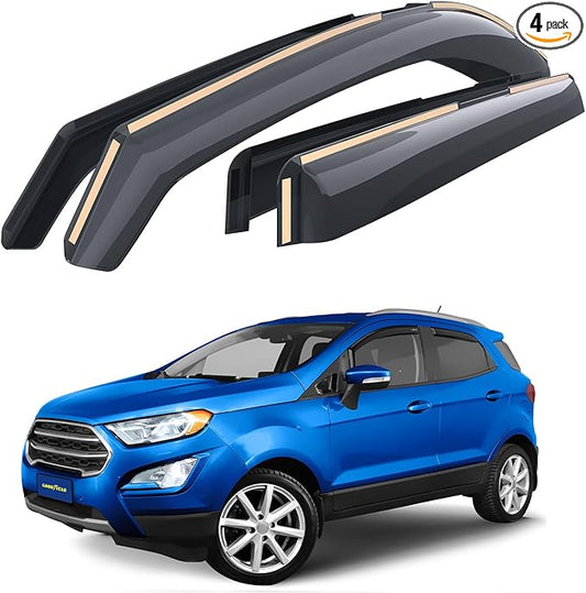 Goodyear Shatterproof in-Channel Window Deflectors for Ford EcoSport 2018-2022, Rain Guards, Window Visors for Cars, Vent Deflector, Car Accessories, 4 pcs - GY007890
