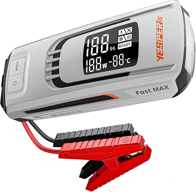 YESPER Boost Jump Starter Battery Pack 4120A 27000mAh Car Battery Charger Jumper Starter (All Gas/up to 10L Diesel) 100W Quick Charge 12V Portable Jump Box for Totally Dead Vehicle with DSLI Safe Tech