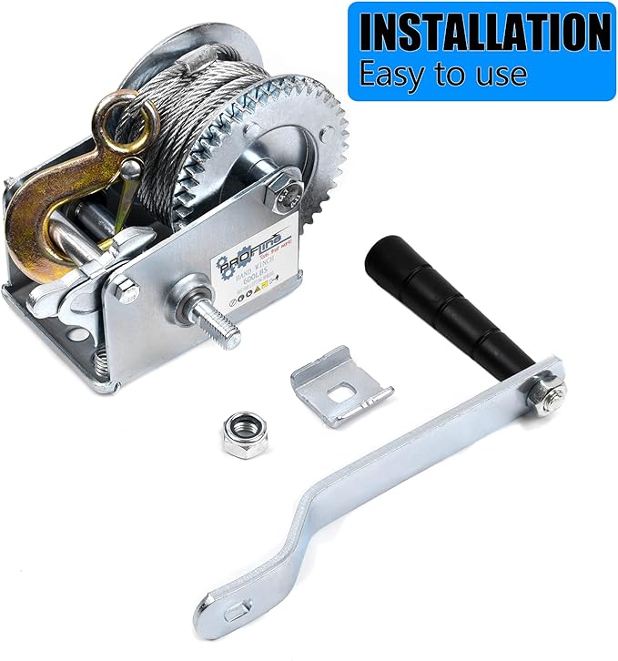 600lbs Hand Winch Steel Cable Boat Trailer Winch Two-Way Ratchet Gear Small Manual Winch Hand Crank Crane Weight Moving for ATV Truck Towing Boat Winch