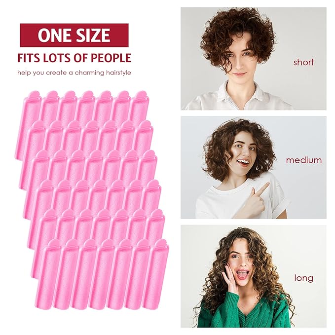Syhood 43 Pcs Foam Sponge Hair Rollers Women 0.59 Inch Soft Sleeping Curlers Flexible Sponge Curler Tool and Rat Tail Comb for Hair Styling Hairdressing Overnight Curl and Volume(Pink)