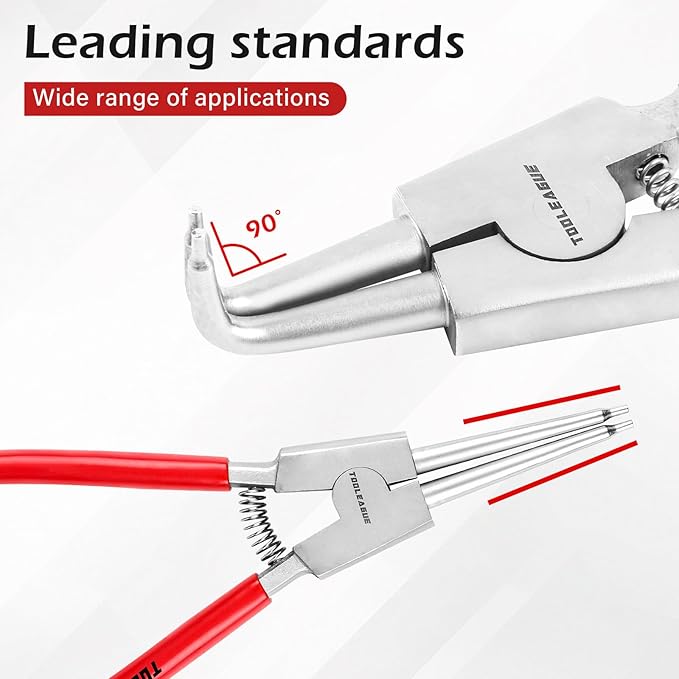 TOOLEAGUE 4 Pcs Snap Ring Pliers Set, Circlip Pliers, 13 inches Internal/External Heavy Duty for Ring Remover Retaining Straight Bent Lock Ring Pliers Set