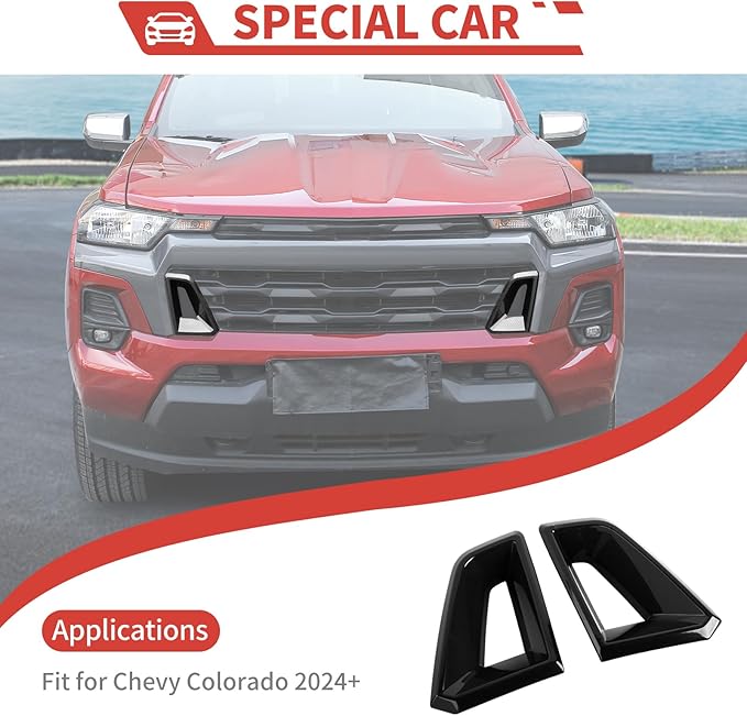 Front Side Bumper Grille Air Outlet Cover fit for Chevy Colorado 2024+ Front Grill Vent Insert Cover Exterior Accessories,Carbon Fiber Finish