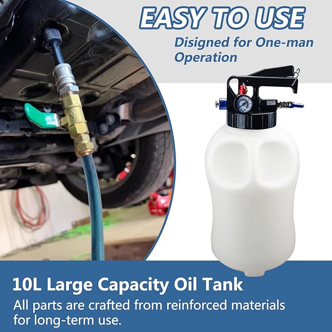 10L Pneumatic Fluid Extractor Dispenser Set Transmission Fluid Pump with 15pcs ATF Adapters ATF Refill Tool Kit Automotive Pneumatic Oil Extractor