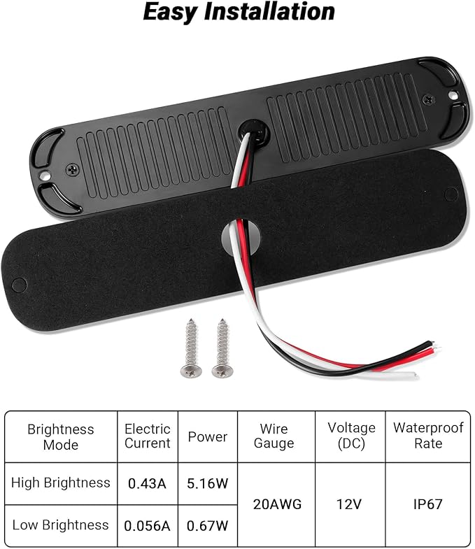 7.5 inch Aluminum Housing Red Stop Brake Turn Signal LED Trailer Lights 24LEDs Waterproof Surface Mount Side Marker Lights for Truck Tractor Motorcycle Jeep RV, 2Pcs