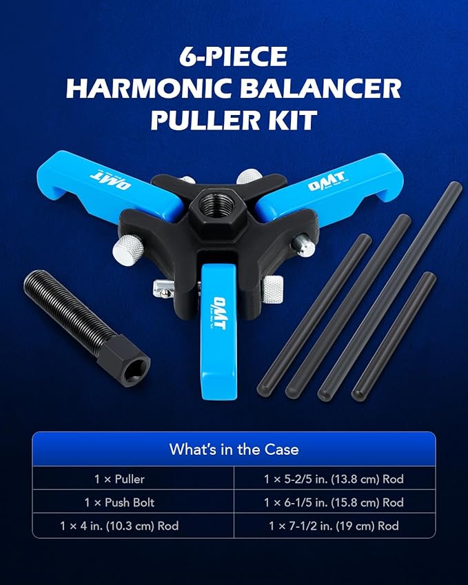 Orion Motor Tech Harmonic Balancer Puller Kit, Adjustable 3-Jaw Puller Set for Removing Harmonic Dampers & Balancers, 3-Jaw Pulley Puller Set Compatible with Chevy GM Chrysler Cadillac Ford More, Blue