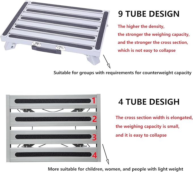 Homeon Wheels RV Step Stool, Adjustable Height Aluminum Folding Platform Step Ladder with Non-Slip Rubber Feet, 1000 lbs Capacity, Heavy Duty RV Steps for Trailer, Truck, Outdoor Use