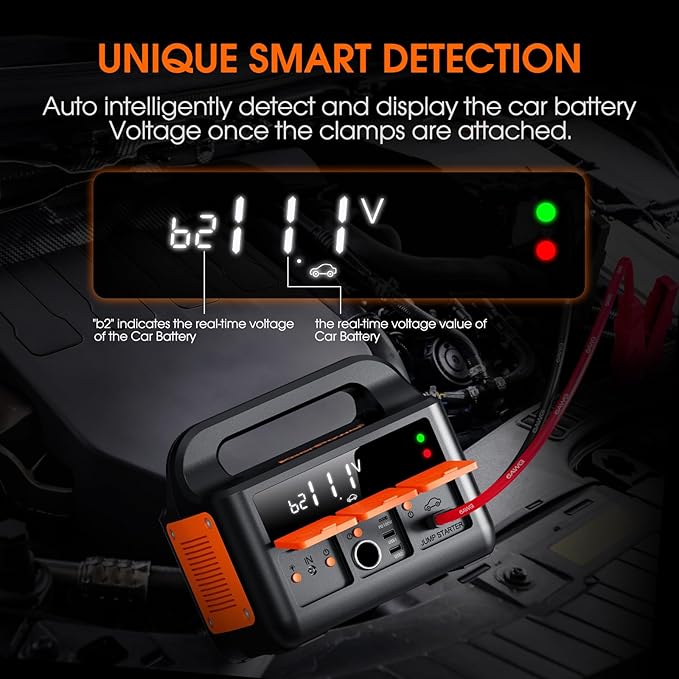 KeenPower 8000A LiFeMnPO4 Jump Starter for All 12V Cars, DC+PD 200W Two-Way Fast-Charging Portable Car Starter (PD Charger NOT Included), 30 Mins Full Charge, Powerful Jump Box w/Large Screen & Light