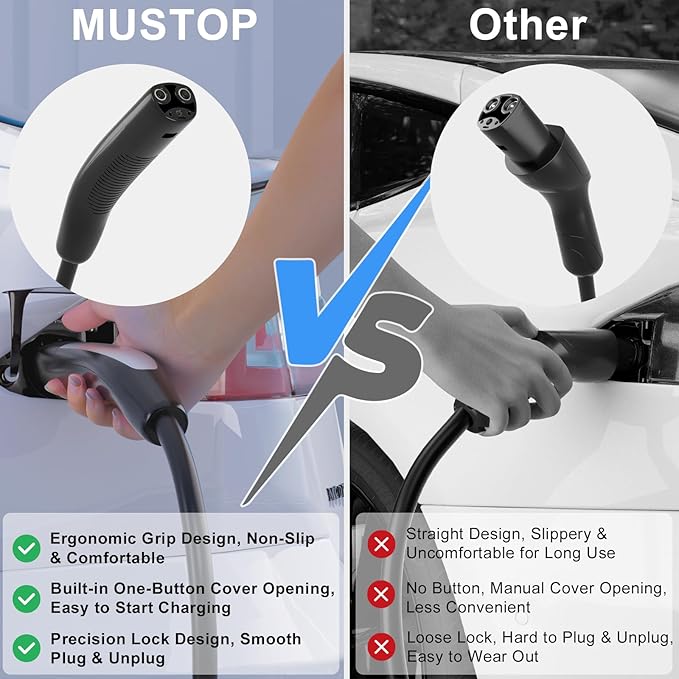 Portable Level 2 EV Charger for Tesla, 40A NACS Car Charger with 240V, 25FT Extension Cable, EV Charging Station for Tesla Cars【 Only for Tesla EVs 】