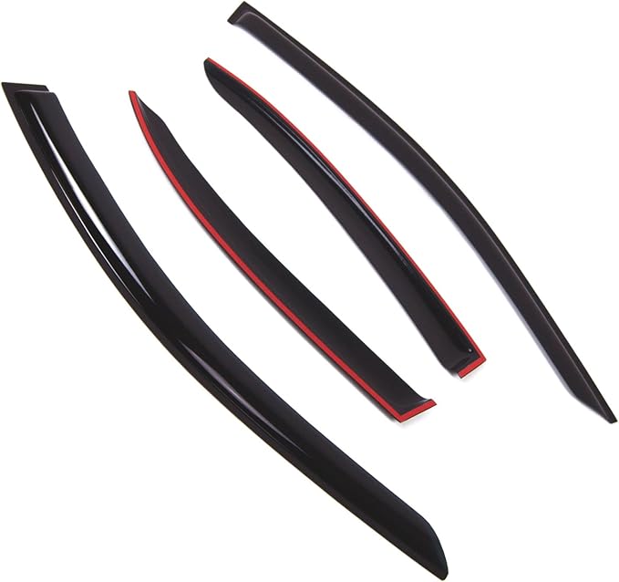 TuningPros Outside Mount Window Vent Visors Rain Guards Compatible with Mercedes C250 C300 C400 2015-2016 | Side Window Wind Deflectors Rain Shields | Smoke Tinted, 4 Pcs Set, DGWV-833