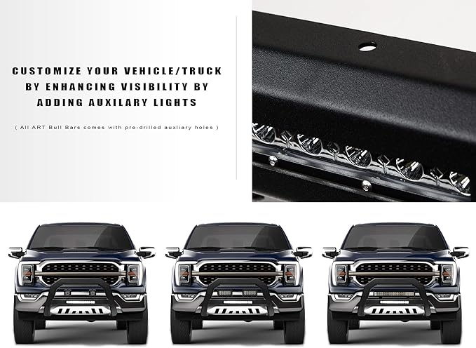 Armordillo 8705209 AR Series Aluminum Bull Bar with LED Light Bar - Matte Black with Aluminum Skid Plate Fits 2019-2021 Chevy Silveardo/GMC Sierra 1500