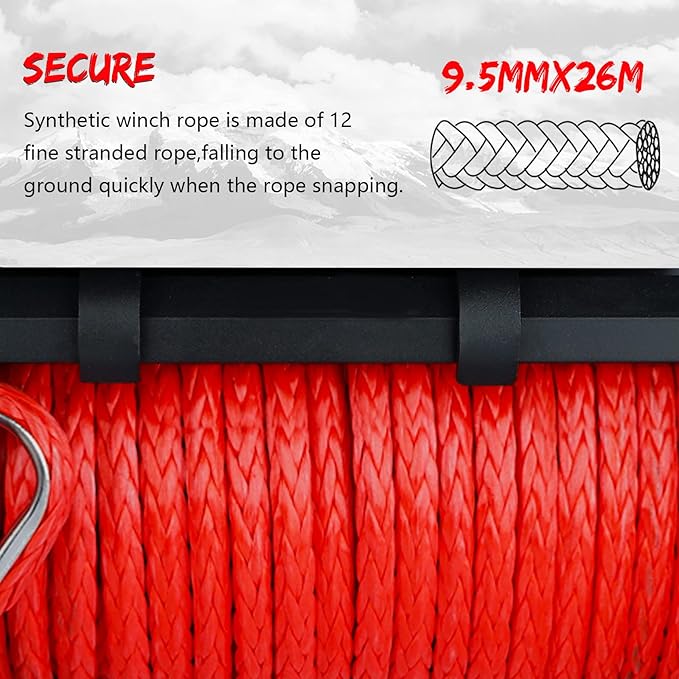 Winch 10000 lb. Electric Winch Truck Winch Waterproof IP67 Electric Winch Synthetic Rope Kit with 2 Wireless Handheld Remotes and Wired Handle for 4WD 4x4 Off Road Vehicle Boat Truck