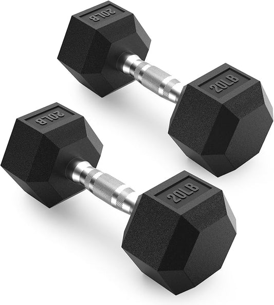 PAPABABE HEX Dumbbell Set 2.5-125lb, Rubber Encased Home Gym Dumbbells, Exercise & Fitness Weights Dumbbells for Women & Men, Hand Weight for Strength Training