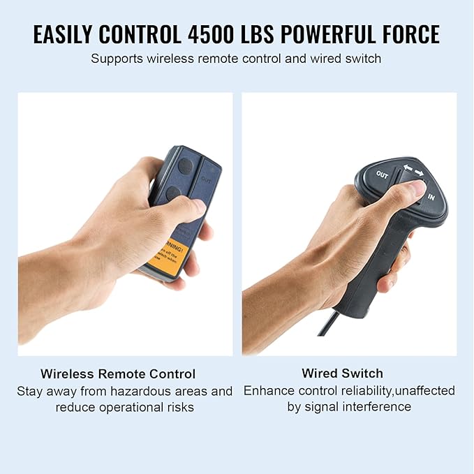 Electric Winch, Truck Winch, Waterproof Electric Winch Kit with Wireless Remote & Hawse Fairlead for Truck Jeep SUV Boat car (4500 lb)