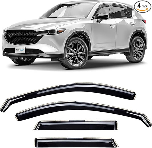 CLIM ART in-Channel Incredibly Durable Rain Guards for Mazda CX-5 2017-2026, Original Window Deflectors, Vent Deflector, Vent Window Visors, Dark Smoke Car Accessories, 4 pcs. - 620475