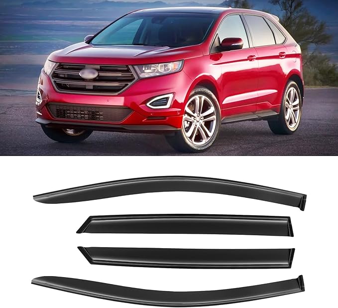 Window Rain Guards for 2015-2025 Ford Edge, Window Visor Guard Vent Wind Shade Deflector Rain Shield Protector Sun Visor for 15-25 Edge 2016 2017 2018 2019 2020,Tape-on/Outside-Mount, 4 Pieces