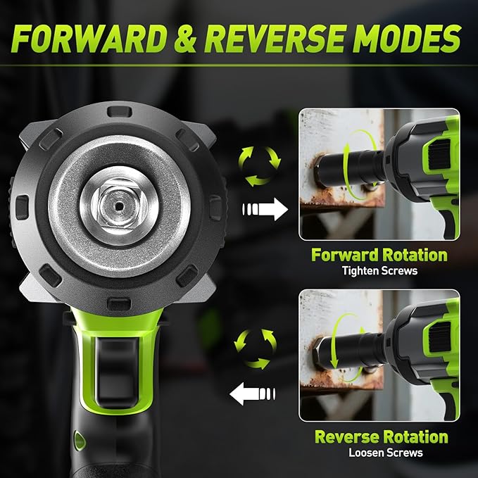 Cordless Impact Wrench 1/2 Inch: Max 1500Nm (1100Ft-lbs) 1/2 Impact Gun - 20V 4Ah Battery, 3-Speed, 4 Sockets, LED Light, Variable Speed Impact Driver for Car Tire, Mower Lug Nut