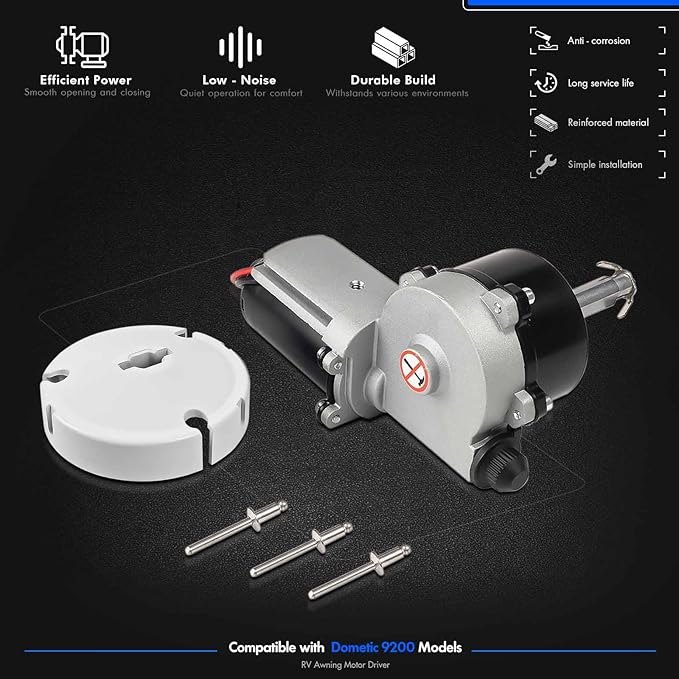 3317084.000B RV Awning Motor Drive Repair Kit Assembly Fit for Dometic 9200 Series Power Awnings Replace# 3316605.001, 3316605.017, White