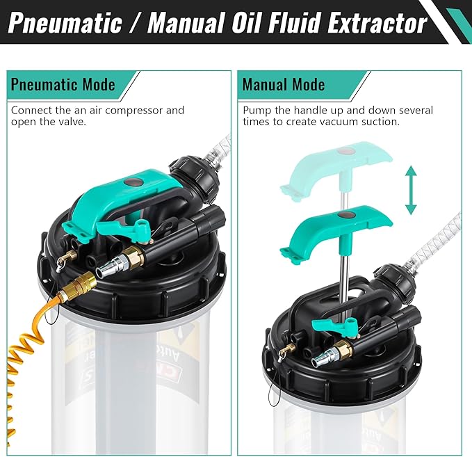 Estune 1.4 Gallon/5.3 L Manual Pneumatic Fluid Extractor, Automotive Oil Extractor Pump Oil Vacuum Changer with 5 Pcs Brake Bleeding Hose for Car, SUVs, Truck, Yachts