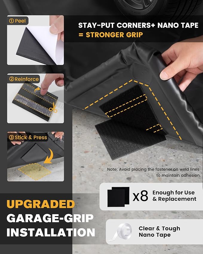 Garage Floor Mat, Containment Mats for Under Car with Raised Edge Waterproof, Non-Slip Heavy-Duty 1000D PVC for Floor Against Snow, Rain & Mud