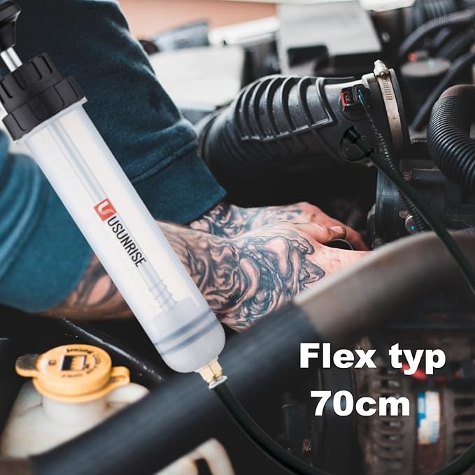 Automotive Fluid Extractor Pump,Oil Change Syringe with Long Hose,Syringe Style Pump for Power Steering Transmission Gear Oil & Brake Fluid Changes, Hand Vacuum Pump 500CC/500ML-3 ProType