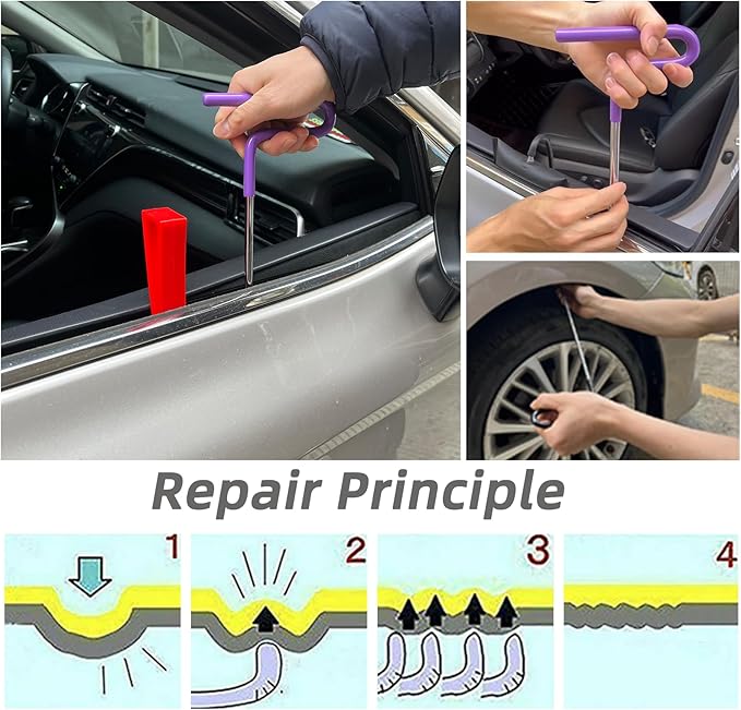 29 Pcs Paintless Dent Repair Rods, Dent Rods Removal Kit, Stainless Steel Dent Rods, Professional Hail Dent Removal Tool for Minor Dents, Door Dings and Hail Damag