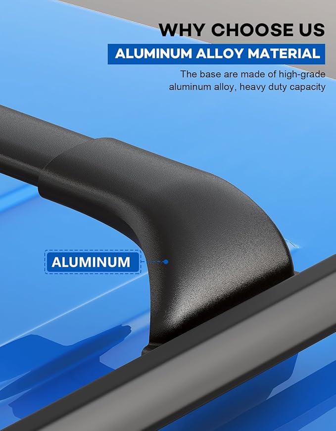 220lbs Roof Rack Cross Bars Compatible with Chevy Chevrolet Equinox 2018-2024 & GMC Terrain 2018-2024, Heavy Duty All-Metal Aluminum Roof Rails Crossbars Cargo Canoe Black Luggage