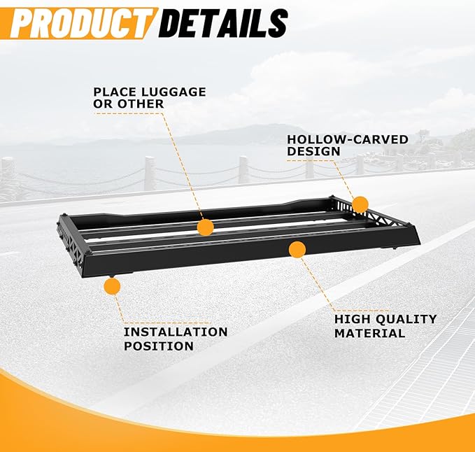 Universal Adjustable Roof Rack for Pickup Trucks - Compatible with Mid-Size& Full-Size Models, Q235A Carbon Steel, Powder-Coated Black Finish, Multiple Mounting Options Available