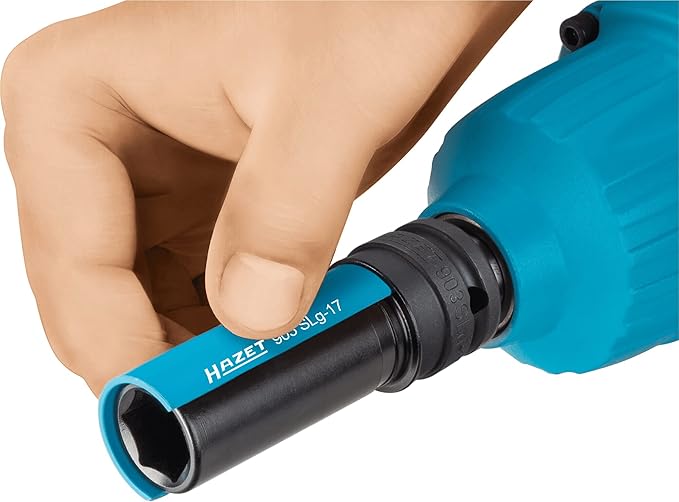 HAZET socket 903SLG-17/3, 1/2 inch square drive, 17mm wrench size, with plastic sleeve, supports gentle wheel fitting, especially for tires with aluminium rims