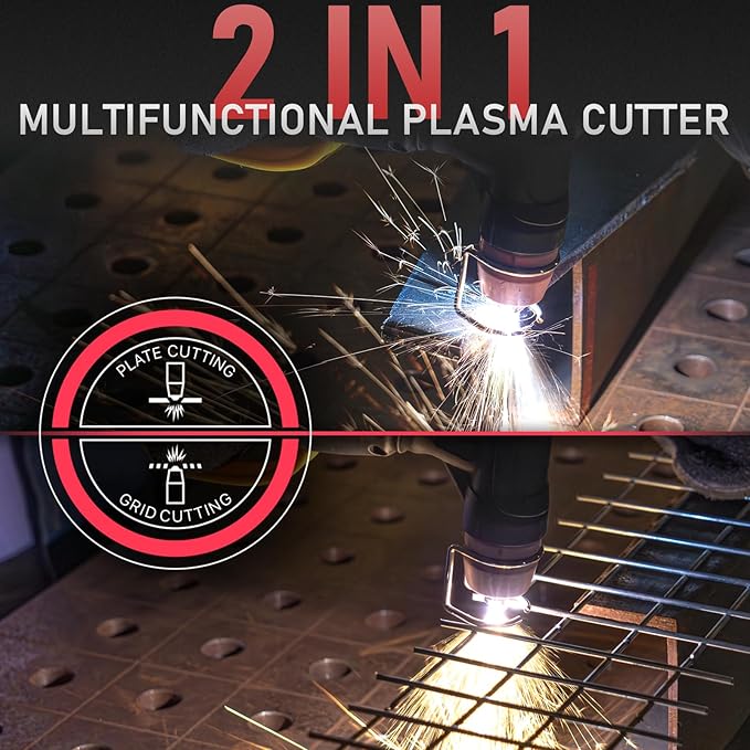 YESWELDER CUT-55DS PLUS Plasma Cutter, 55Amp Non-Touch Pilot Arc Air Power, 2-In-1 Plate Cutting/Grid Cutting Large Digital Display 110/220V Dual Voltage IGBT Inverter Plasma Cutting Machine