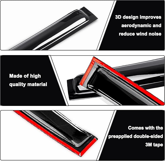 AUXKO Window Rain Guard for Honda HRV 2023 2024 2025 2026 Outside Tape-On Shatterproof Sun Smoke Guard Vent Visor Side Window Wind Deflectors Accessories for Honda HR-V 2023 2024 2025 2026