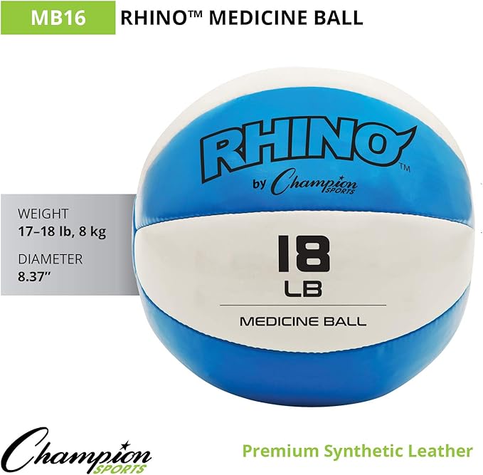 Champion Sports Exercise Medicine Balls, Leather with No-Slip Grip - Weighted Med Ball Set for Weight Training, Stability, Plyometrics, Cross Training, Core Strength - Multiple Styles