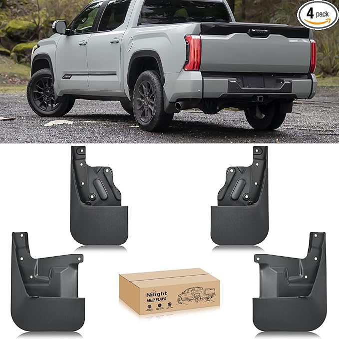 Nilight Mud Flaps for Toyota Tundra 2022 2023 2024 2025, No Drilling Precision Fit Exterior Accessories Heavy-Duty Splash Guards Protection, Front & Rear Set