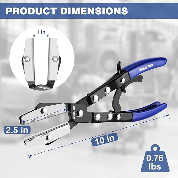 WORKPRO 10" Ratcheting Hose Pinch Off Pliers, Locking Hose Pinch Pliers for Automotive Hose Lines, Radiator Lines, Fuel Lines, Coolant Lines
