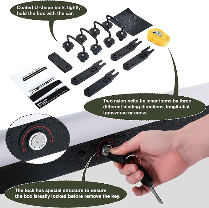 56" L Rooftop Cargo Box Carrier Large 13 Cubic Feet Car Top Mount Travel Luggage Storage,Hard Shell Roof Cargo Dual Side Opening,Heavy Duty Waterproof Rooftop Storage Box White