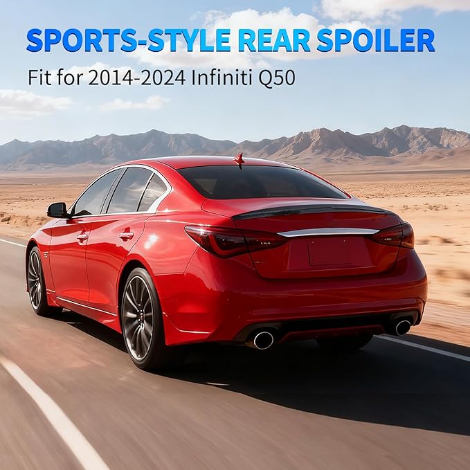 Nilight Spoiler Fit for Infiniti Q50 4 Door Sedan 2014 2015 2016 2017 2018 2019 2020 2021 2022 2023 2024 Spoilers for Cars Rear Spoiler Wing ABS Rear Trunk Lip Accessories, Carbon Fiber Pattern Black