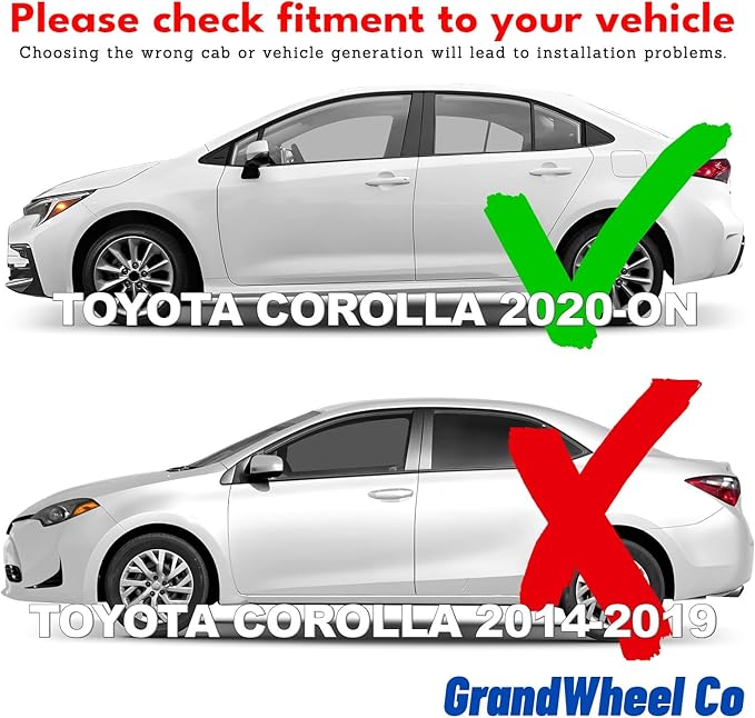 Window Deflectors Smoke Tinted Tape-On Side Window Vent Visor Deflectors Rain Guards Compatible with Toyota Corolla 2020-2026 Sedan - 4pcs. GW0300