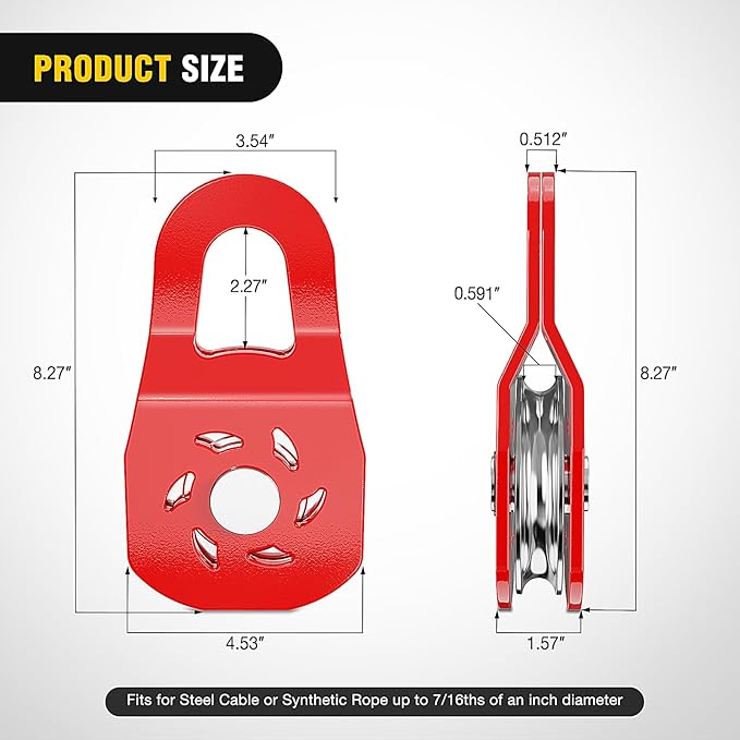 Nilight 10 Ton Winch Snatch Block Towing Pulley Blocks 22,000 LBS Capacity, Heavy Duty Off-Road Recovery Accessory for Synthetic Rope or Steel Cable, Universal Tackle Block for Truck, Tractor, ATV&UTV