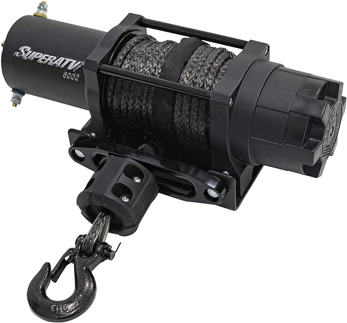 SuperATV.com Black Ops 6000 LB Winch with Winch Mounting Plate for 2019-2023 Polaris RZR XP 1000 / RZR XP 4 1000 | Complete RZR Winch Kit Ready for Install