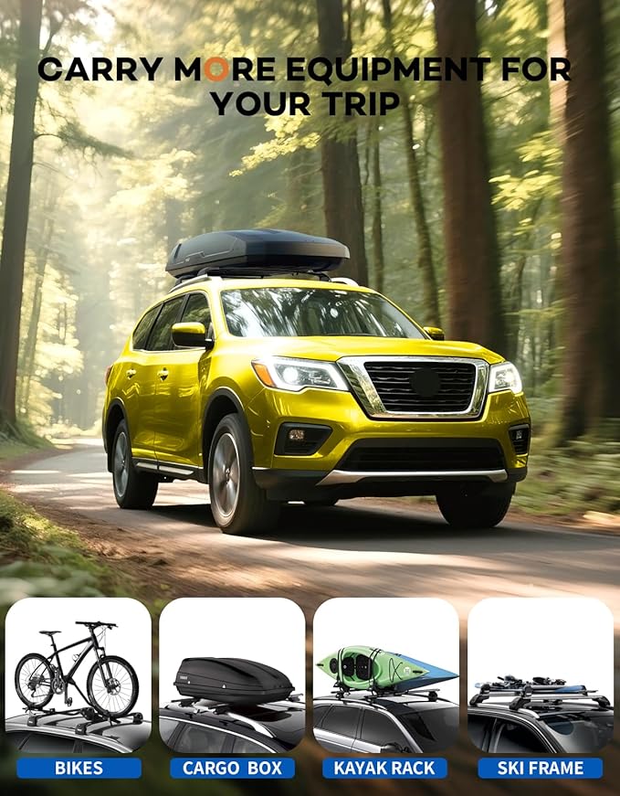 Roof Rack Cross Bars 220lbs Compatible with Nissan Pathfinder 2022 2023 2024 2025 SV SL Platinum with Raised Side Rails,Heavy Duty All-Metal Aluminum Roof Rails Crossbars Cargo Canoe