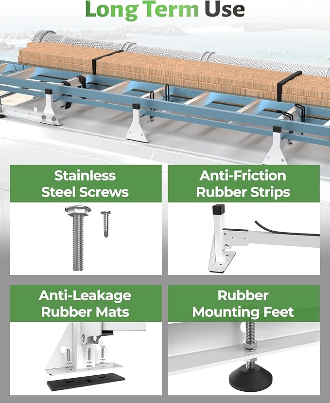 StarONE 57" Heavy Duty Steel Van Roof Rack,Van Ladder Rack with Rear Cargo Roller Fit for 2013-2023 Ram Promaster,White,3 Bars,800lbs