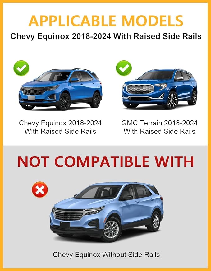 Tuyoung All Aluminum Roof Rack Cross Bars Compatible with 2018-2024 Chevy Chevrolet Equinox GMC Terrain (Not for EV), 260lbs Lockable Heavy Duty Aluminum Roof Rails Crossbars Luggage Cargo Carrier Car