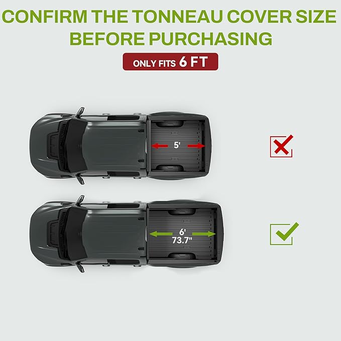 AUTOSAVER88 Truck Bed Tonneau Cover Compatible with Toyota Tacoma (Excl. Trail Edition) with Deck Rail System