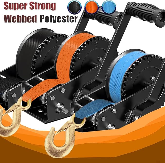 Seamander Trailer Winch Strap 2" x 20' with Safety Hook 10000-pound Break Strength Used for Towing Vehicles, Boats and Jet Skis | Lifetime Replacement