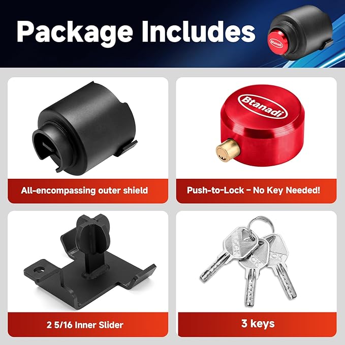 Trailer Lock Fits 2 5/16 Inch Coupler, Upgraded Heavy-Duty Steel Hitch Lock, Anti-Theft & Pry-Resistant for RV, Boat, Cargo Trailer (Red)