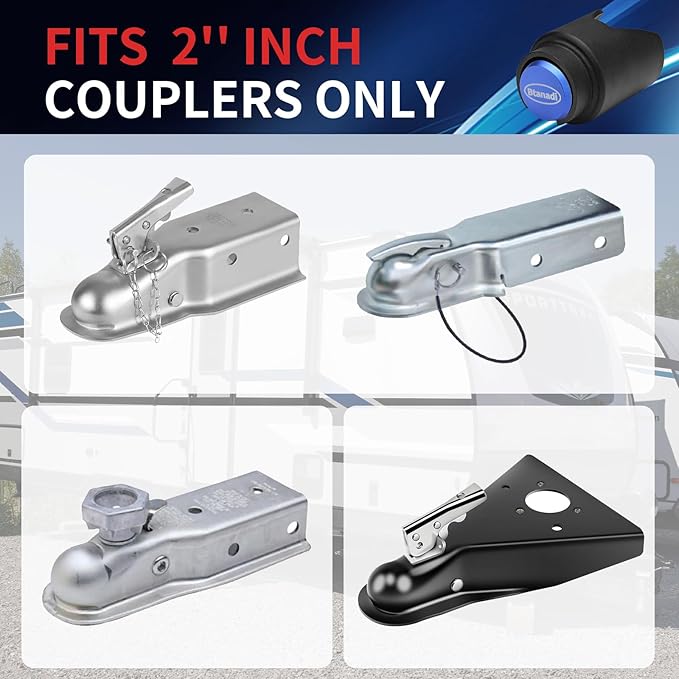 Trailer Lock Fits 2 Inch Coupler, Upgraded Heavy-Duty Steel Hitch Lock, Anti-Theft & Pry-Resistant for RV, Boat, Cargo Trailer (Blue)