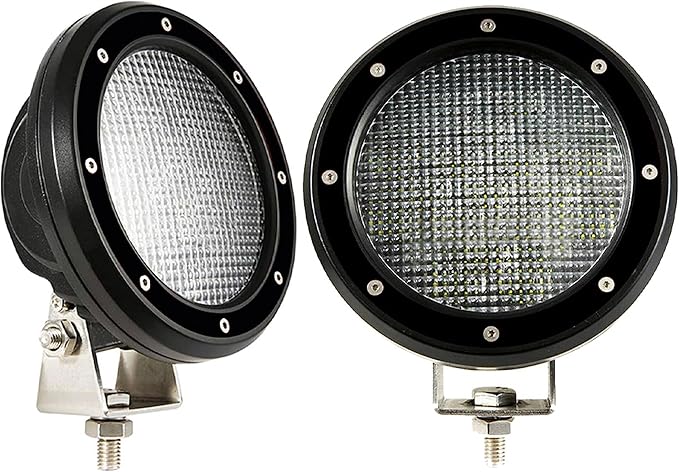 Black Horse Rugged Heavy Duty Grille Brush Bumper Guard Modular Black Come with Pair of 5.3" LED Lights Compatible with 2019-2024 Ram 1500 Classic|2009-2018 Dodge Ram 1500-RU-DORA09-B-PLFB