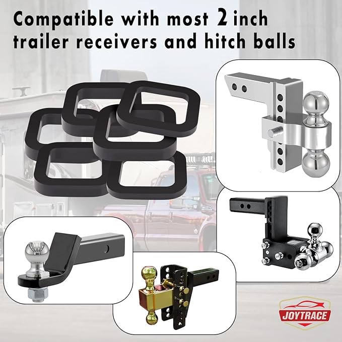 6 Pack - Multiple Size Combination，2 Inch Hitch Receiver Silencer Pad - Compatible with Most 2 Inch Trailer Hitch Receiver