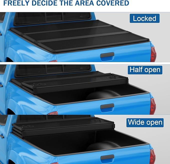 Hard Tri-Fold Truck Bed Tonneau Cover Compatible with 2007-2021 Toyota Tundra 6.5FT Bed