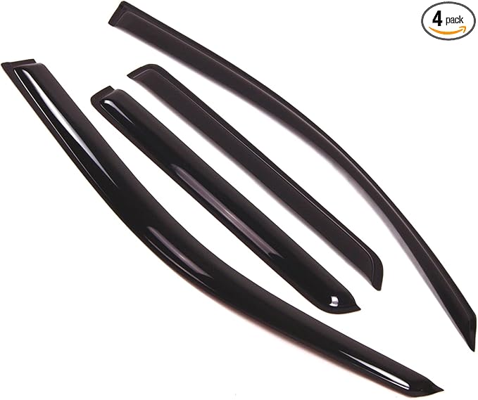 TuningPros Outside Mount Window Vent Visors Rain Guards Compatible with Chevrolet Trailblazer 2002-2009 | Side Window Wind Deflectors Rain Shields | Smoke Tinted, 4 Pcs Set, DGWV-084