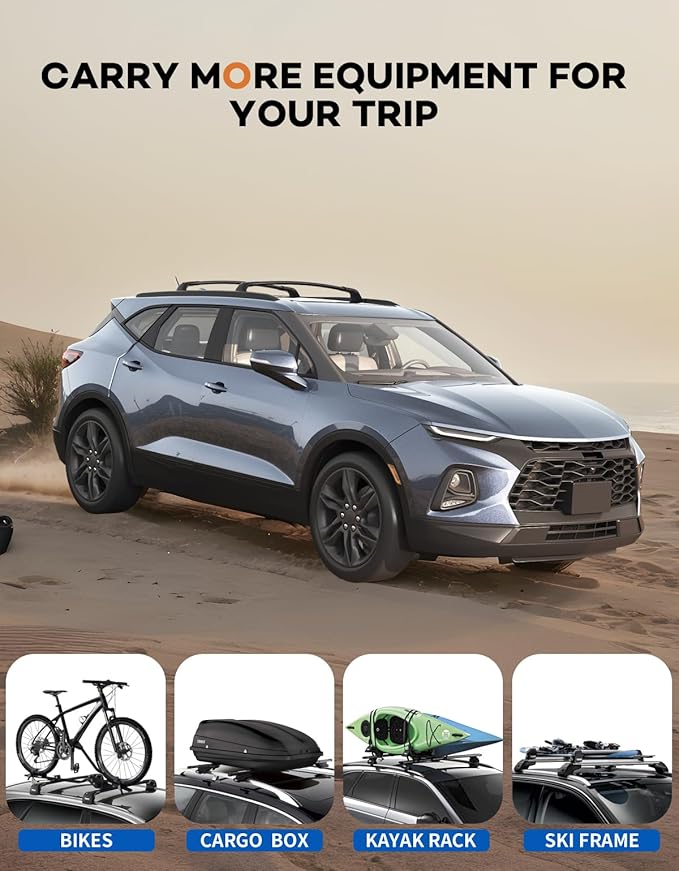 260lbs Lockable Roof Rack Cross Bars Compatible with Chevy Chevrolet Blazer 2019-2026 (Not for Blazer EV), Heavy Duty Aluminum Roof Rails Crossbars Cargo Canoe Black Rooftop Luggage.